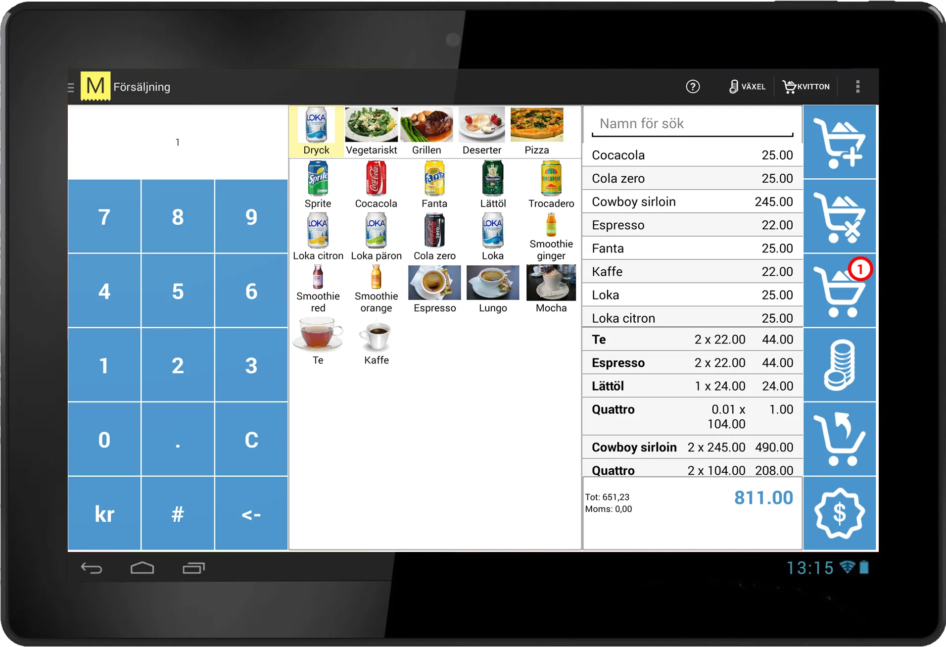Kassaregister baserat för Android